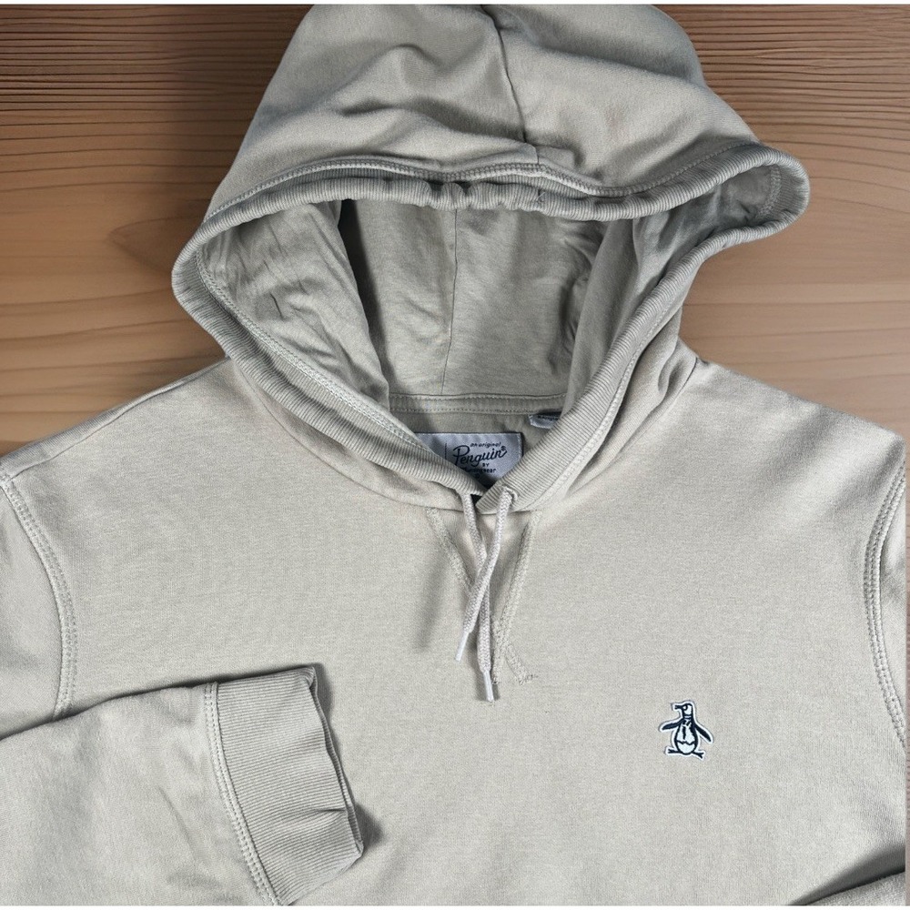 Original Penguin Pullover Hoodie Men XS Beige Cotton Blend-EUC